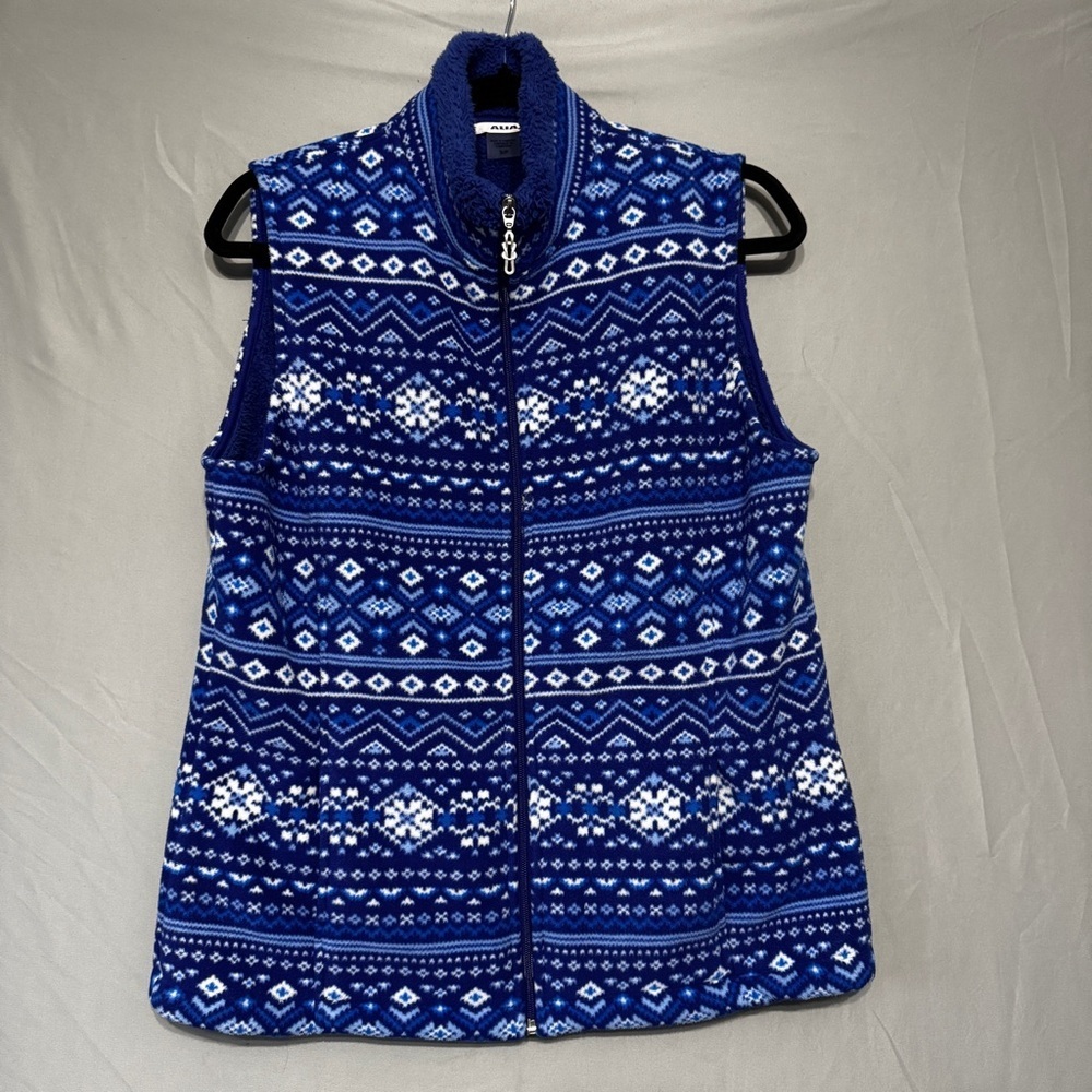 Alia Womens Nordic Fleece Vest S Blue Cottagecore Grannycore Cabincore Teacher